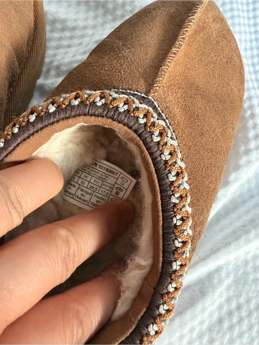 UGG Chestnut Suede Slip-On Shearling Mules kids US11